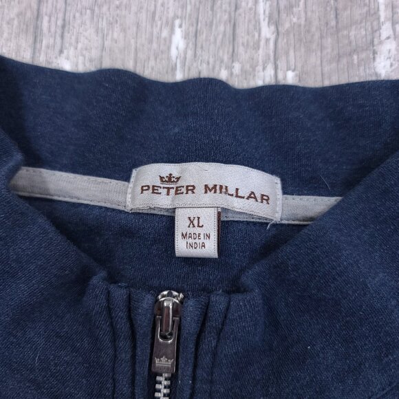 Peter Millar Vest Mens XL Blue 1/4 Zip Cotton Golf Lightweight Pullover Shirt - Picture 5 of 7